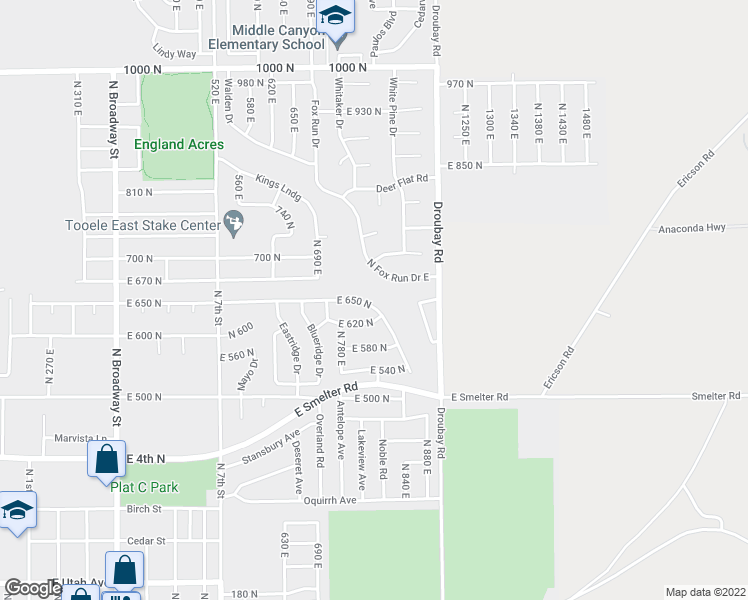 map of restaurants, bars, coffee shops, grocery stores, and more near 805 Valley View Drive in Tooele