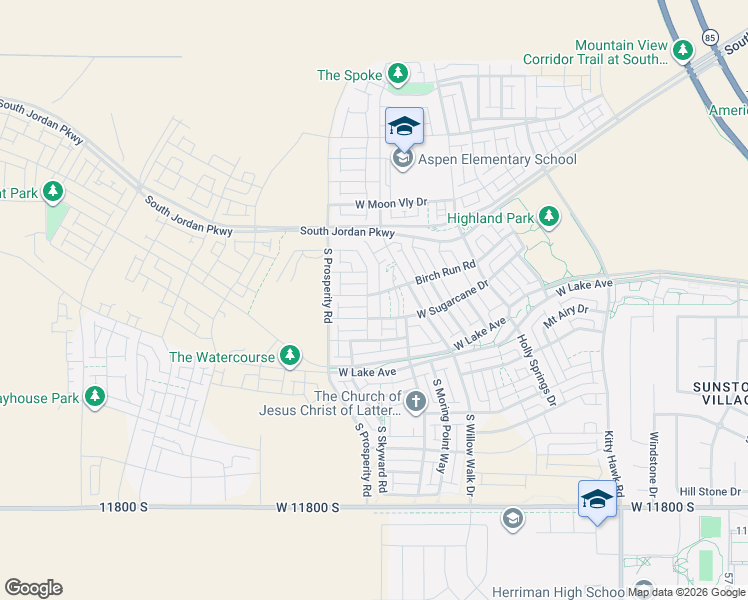 map of restaurants, bars, coffee shops, grocery stores, and more near 6428 Birch Run Road in South Jordan