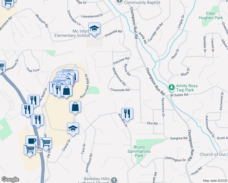 map of restaurants, bars, coffee shops, grocery stores, and more near 123 Woodsdale Road in Pittsburgh