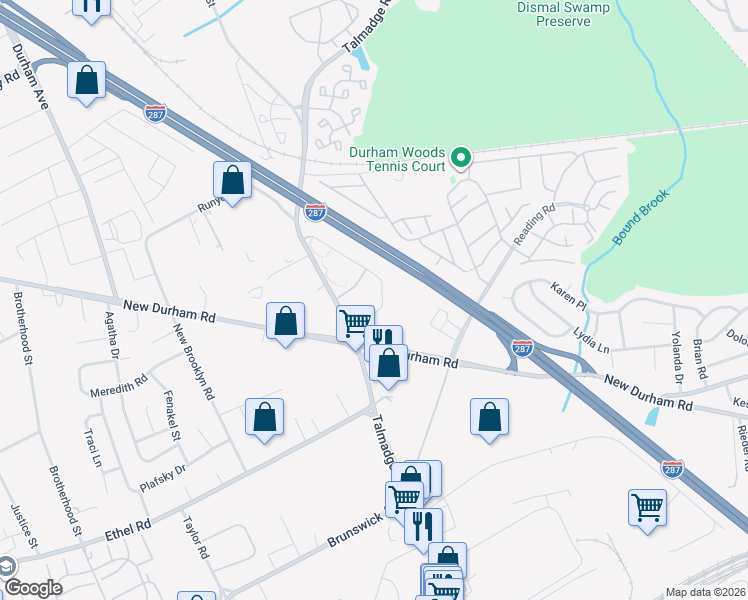 map of restaurants, bars, coffee shops, grocery stores, and more near 1238 Waterford Drive in Edison