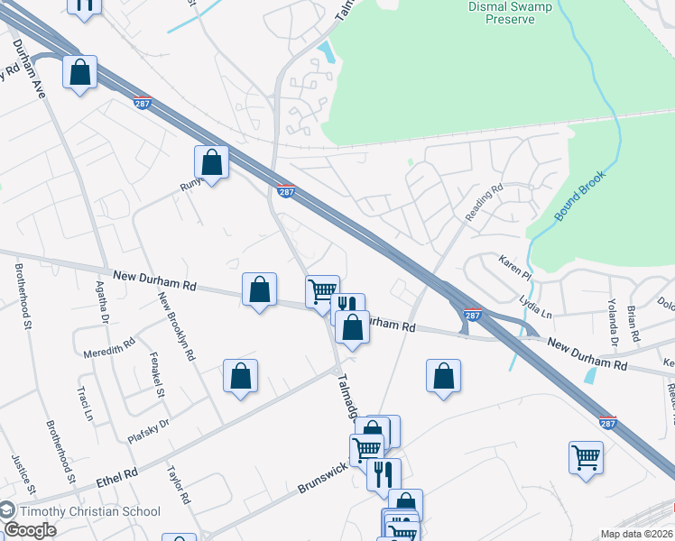 map of restaurants, bars, coffee shops, grocery stores, and more near 1238 Waterford Drive in Edison