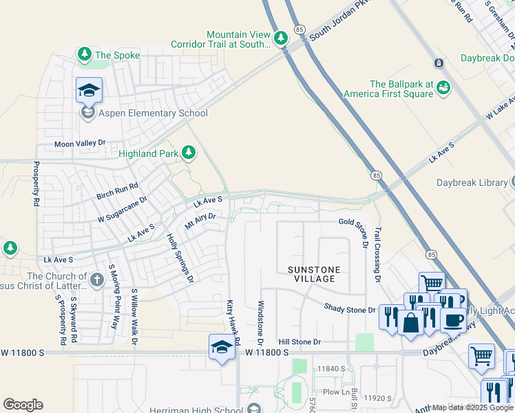 map of restaurants, bars, coffee shops, grocery stores, and more near 11422 South Regalstone Drive in South Jordan