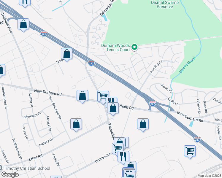 map of restaurants, bars, coffee shops, grocery stores, and more near 1238 Waterford Drive in Edison