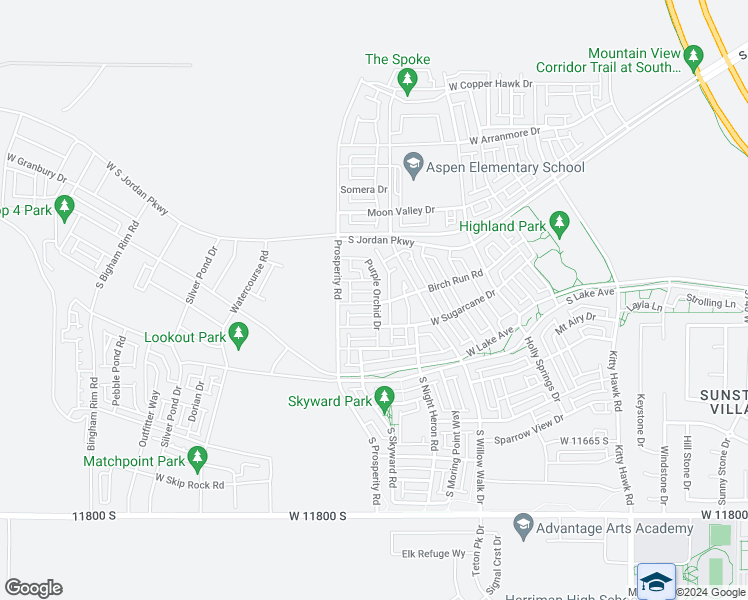 map of restaurants, bars, coffee shops, grocery stores, and more near 6428 Birch Run Road in South Jordan