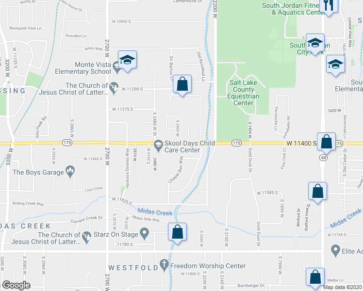 map of restaurants, bars, coffee shops, grocery stores, and more near 11441 South 2360 West in South Jordan