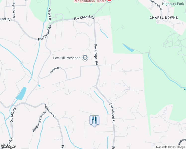 map of restaurants, bars, coffee shops, grocery stores, and more near 1275 Fox Chapel Road in Pittsburgh