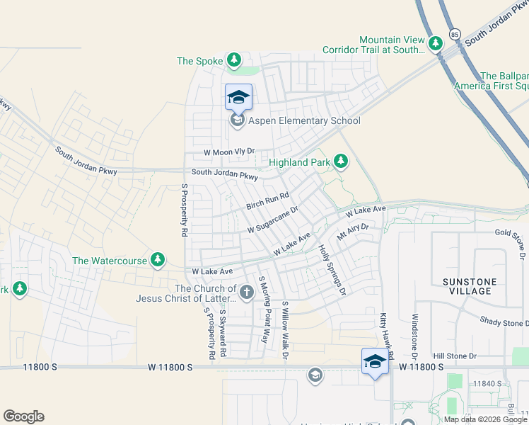 map of restaurants, bars, coffee shops, grocery stores, and more near 11409 South Abbey Mill Drive in South Jordan