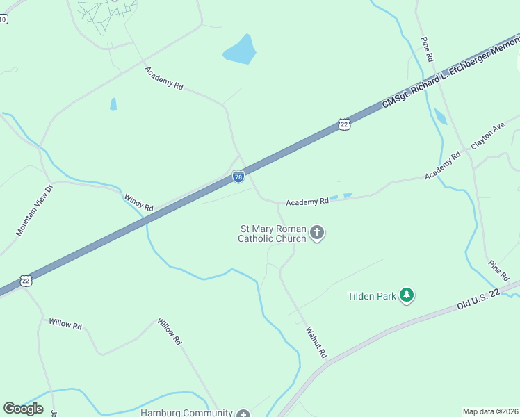 map of restaurants, bars, coffee shops, grocery stores, and more near 117 Walnut Road in Hamburg