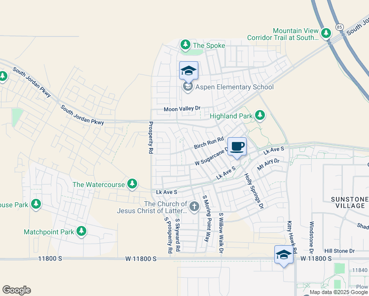 map of restaurants, bars, coffee shops, grocery stores, and more near 11357 South Willow Walk Drive in South Jordan