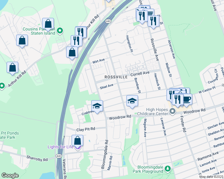 map of restaurants, bars, coffee shops, grocery stores, and more near in Staten Island