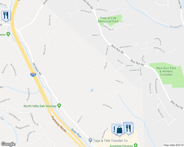 map of restaurants, bars, coffee shops, grocery stores, and more near 1635 Heritage Drive in Pittsburgh