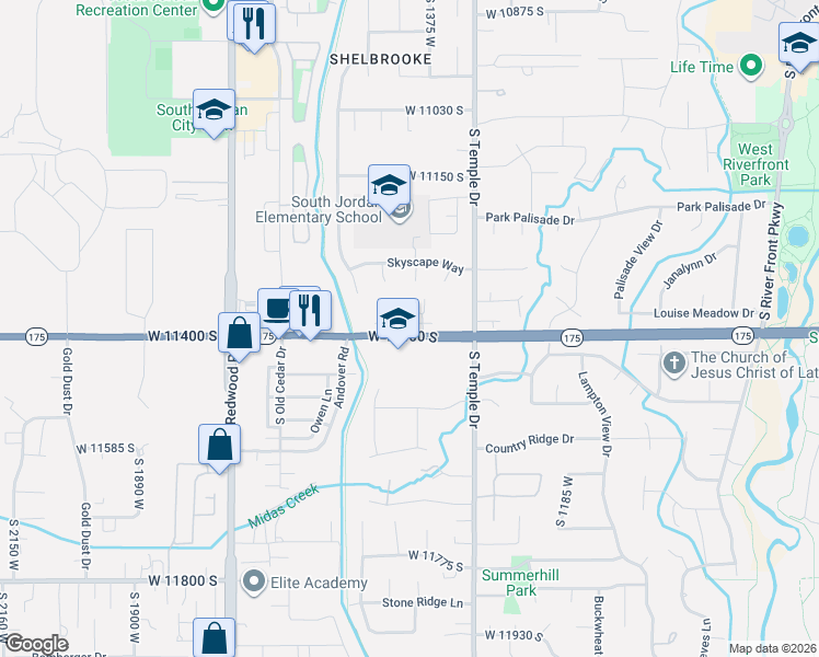 map of restaurants, bars, coffee shops, grocery stores, and more near 11352 South 1385 West in South Jordan