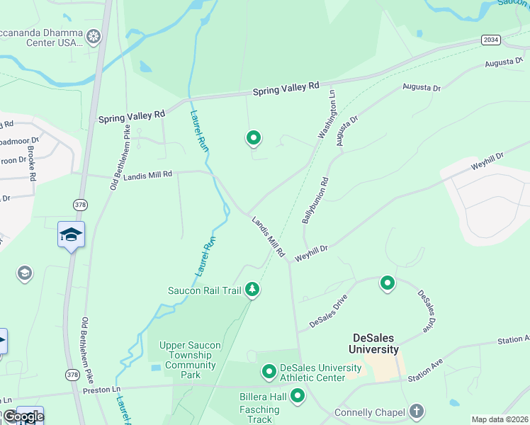 map of restaurants, bars, coffee shops, grocery stores, and more near 2640 Washington Lane in Bethlehem