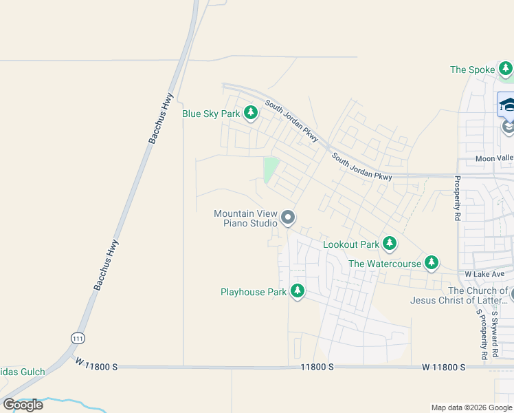 map of restaurants, bars, coffee shops, grocery stores, and more near 7027 West Lake Avenue in South Jordan