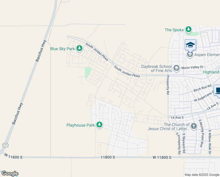 map of restaurants, bars, coffee shops, grocery stores, and more near 11378 South Aqua Street in South Jordan