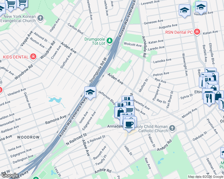 map of restaurants, bars, coffee shops, grocery stores, and more near 144 Edgegrove Avenue in Staten Island