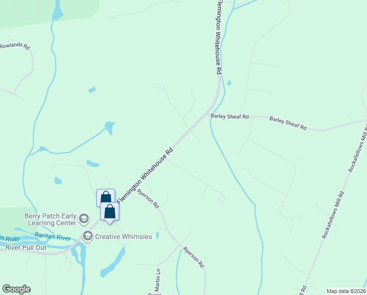 map of restaurants, bars, coffee shops, grocery stores, and more near 1042 County Road 523 in Flemington