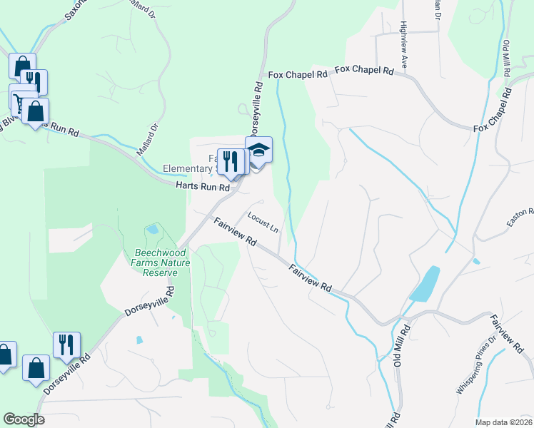 map of restaurants, bars, coffee shops, grocery stores, and more near 27 Elm Drive in Pittsburgh