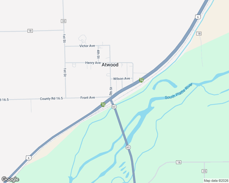 map of restaurants, bars, coffee shops, grocery stores, and more near 7516 5th Street in Atwood