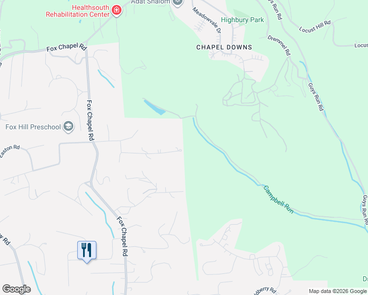 map of restaurants, bars, coffee shops, grocery stores, and more near 111 Chapel Ridge Place in Pittsburgh
