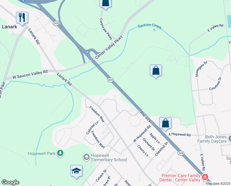map of restaurants, bars, coffee shops, grocery stores, and more near 4027 Clubhouse Court in Lehigh County