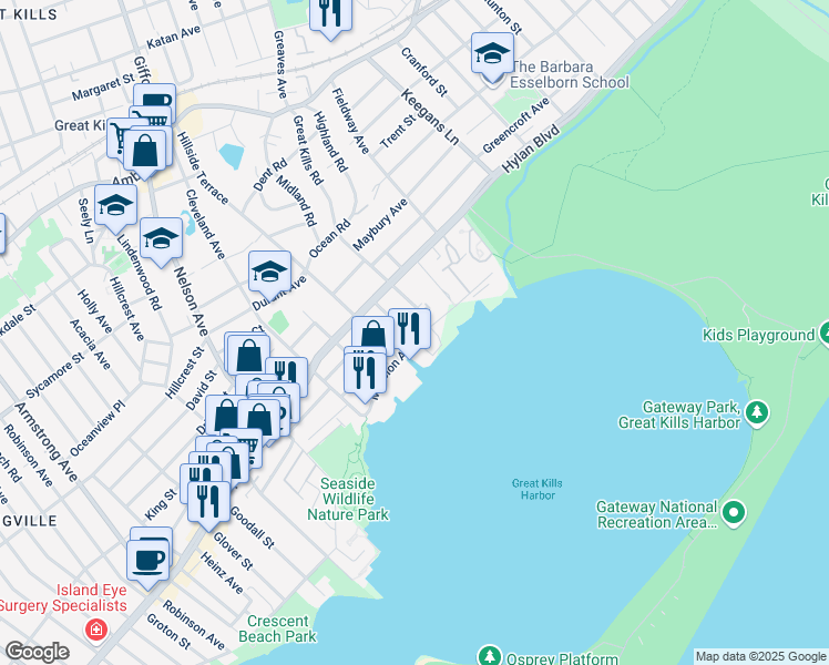 map of restaurants, bars, coffee shops, grocery stores, and more near 125 Mansion Avenue in Staten Island