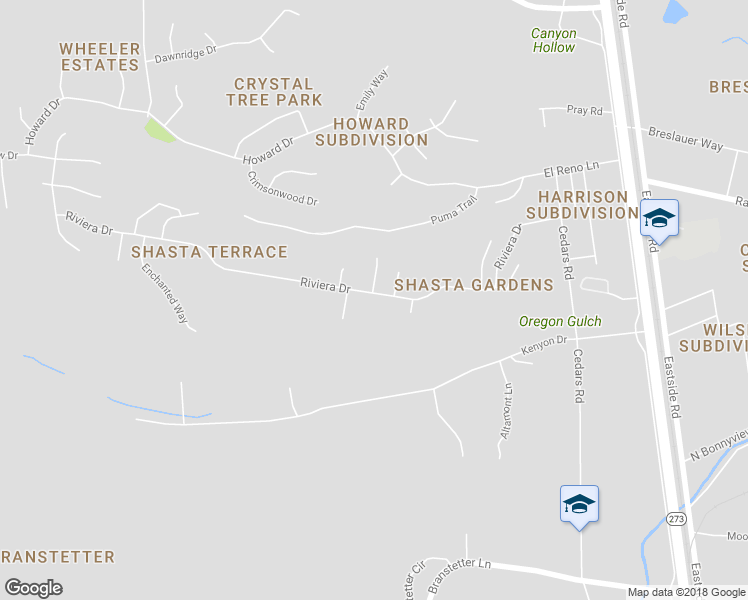 map of restaurants, bars, coffee shops, grocery stores, and more near 1663 Riviera Drive in Redding