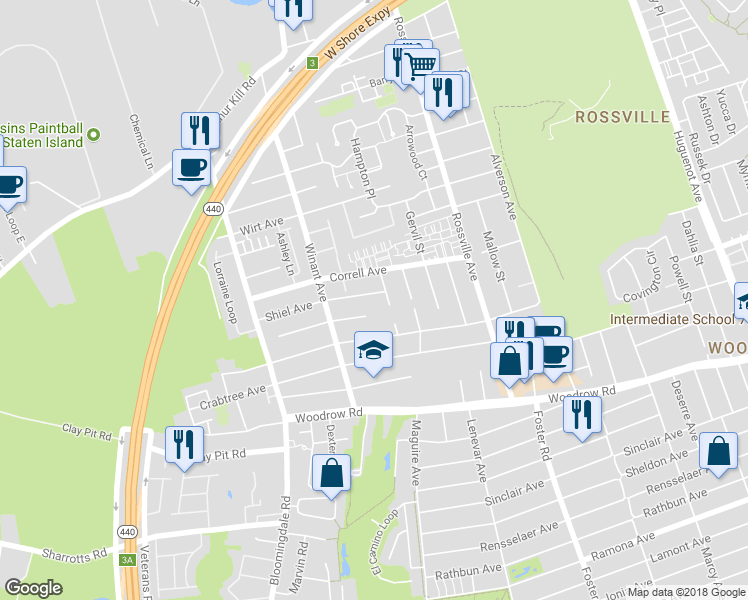 map of restaurants, bars, coffee shops, grocery stores, and more near 16 Shiel Avenue in Staten Island