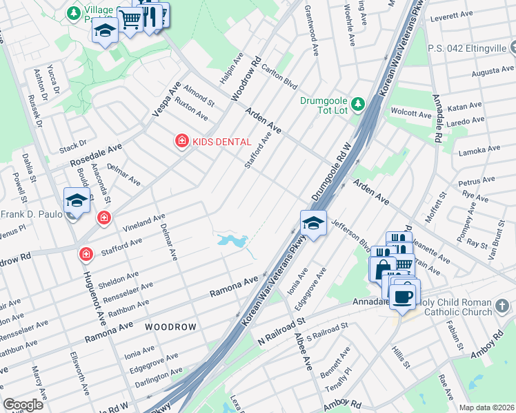 map of restaurants, bars, coffee shops, grocery stores, and more near 287 Rensselaer Avenue in Staten Island
