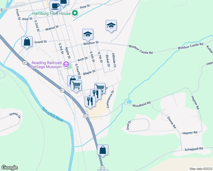 map of restaurants, bars, coffee shops, grocery stores, and more near 699 Hawk Ridge Drive in Hamburg