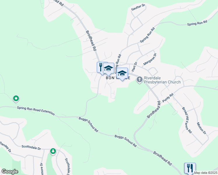 map of restaurants, bars, coffee shops, grocery stores, and more near 301 Bonnie Brae Drive in Allegheny County