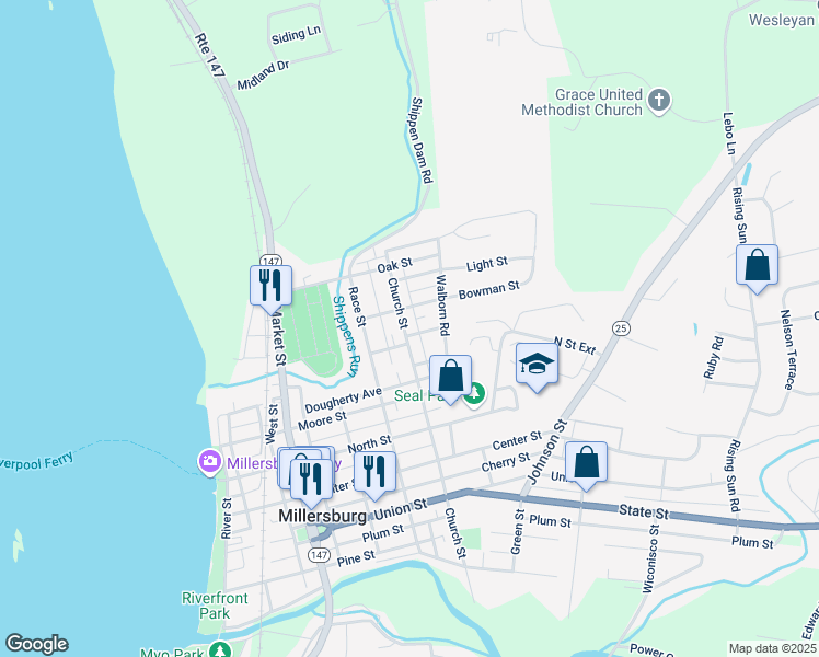 map of restaurants, bars, coffee shops, grocery stores, and more near 700 Church St in Millersburg