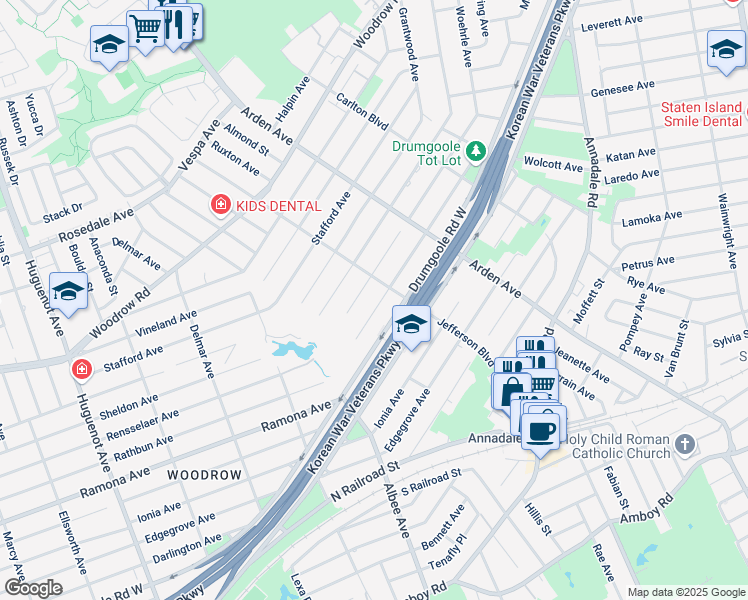 map of restaurants, bars, coffee shops, grocery stores, and more near 217 Rathbun Avenue in Staten Island