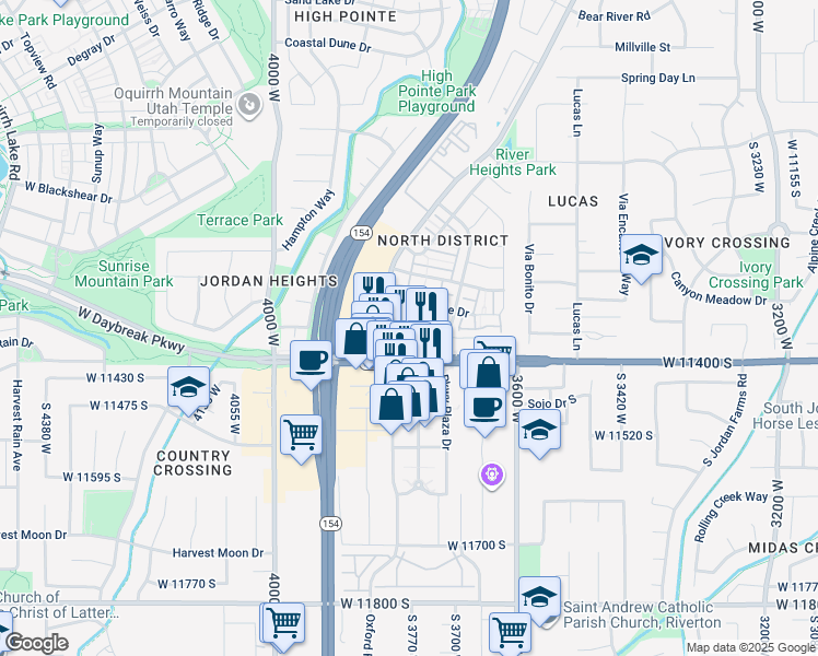 map of restaurants, bars, coffee shops, grocery stores, and more near 3796 Azara Lane in South Jordan