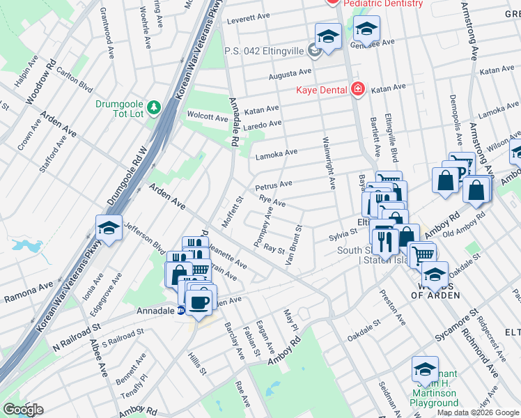 map of restaurants, bars, coffee shops, grocery stores, and more near 20 Adlai Circle in Staten Island