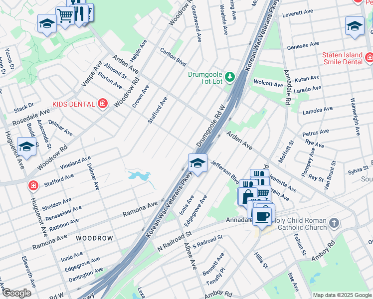 map of restaurants, bars, coffee shops, grocery stores, and more near 217 Rathbun Avenue in Staten Island