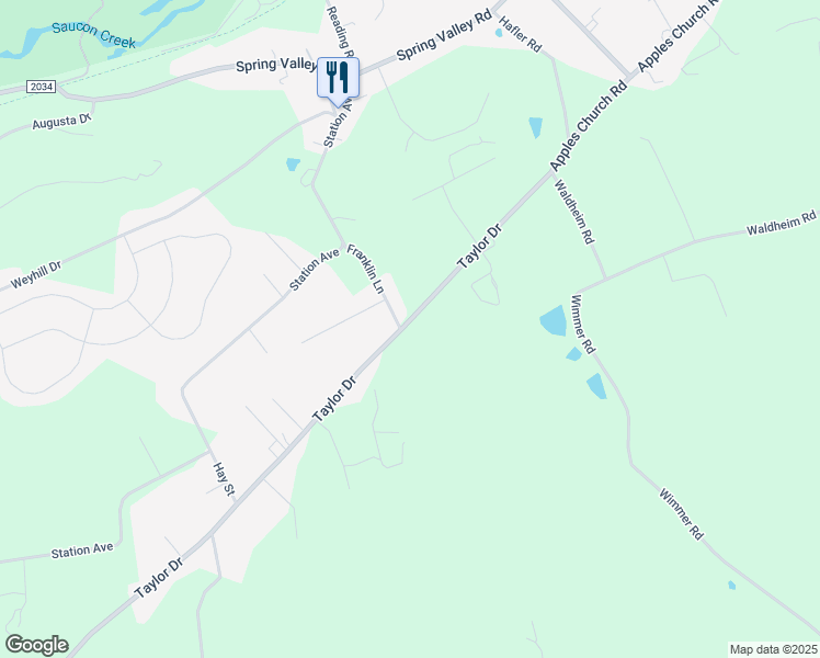 map of restaurants, bars, coffee shops, grocery stores, and more near 1588 Taylor Drive in Lehigh County