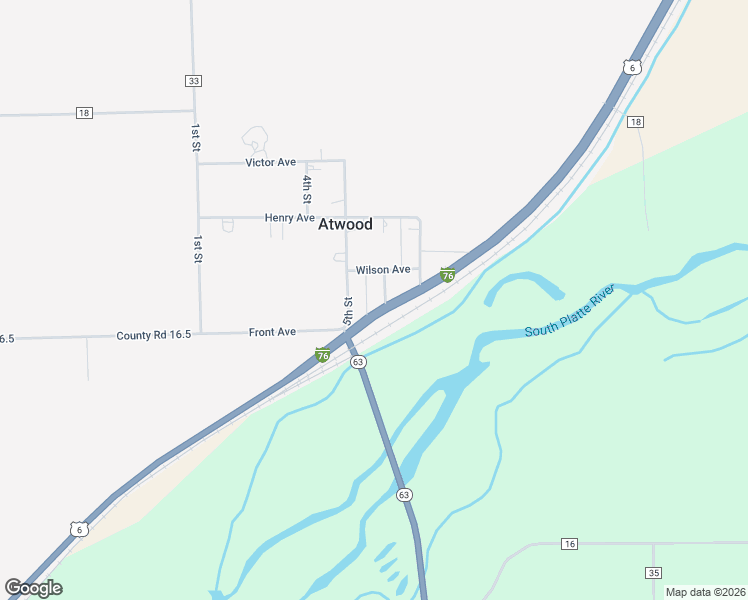 map of restaurants, bars, coffee shops, grocery stores, and more near 7516 5th Street in Atwood