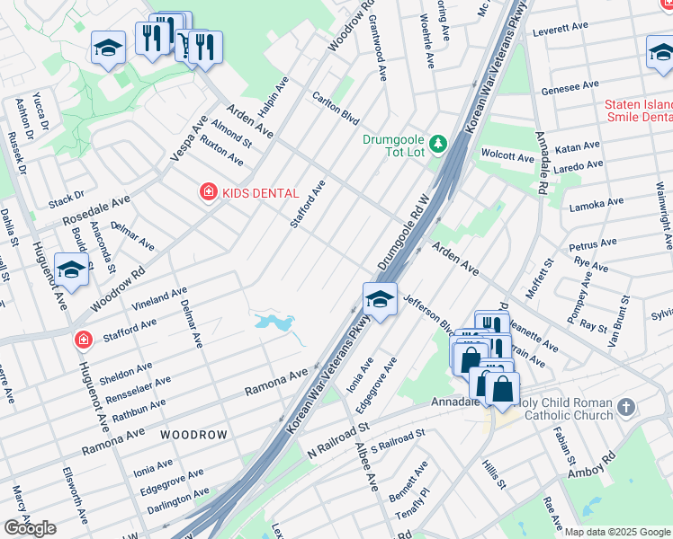 map of restaurants, bars, coffee shops, grocery stores, and more near 217 Rathbun Avenue in Staten Island