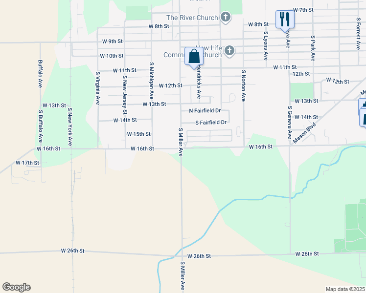 map of restaurants, bars, coffee shops, grocery stores, and more near 2043 West 16th Street in Marion