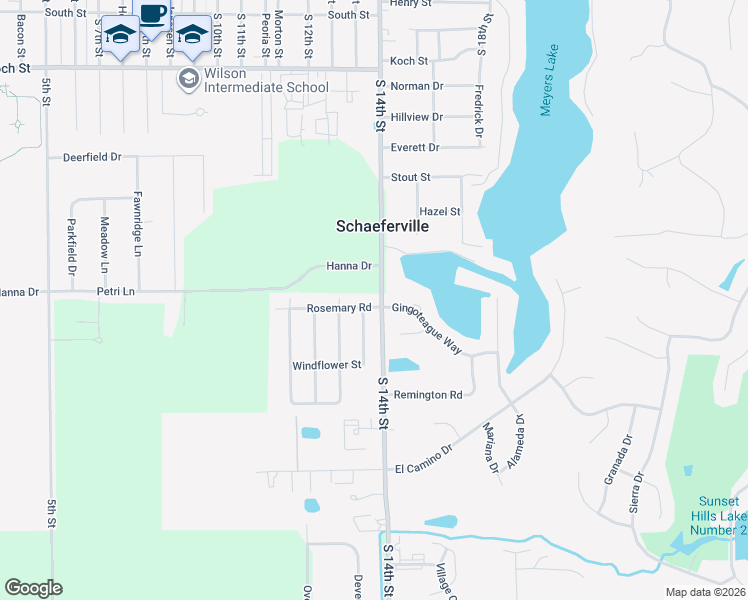 map of restaurants, bars, coffee shops, grocery stores, and more near 1311 Rosemary Road in Pekin