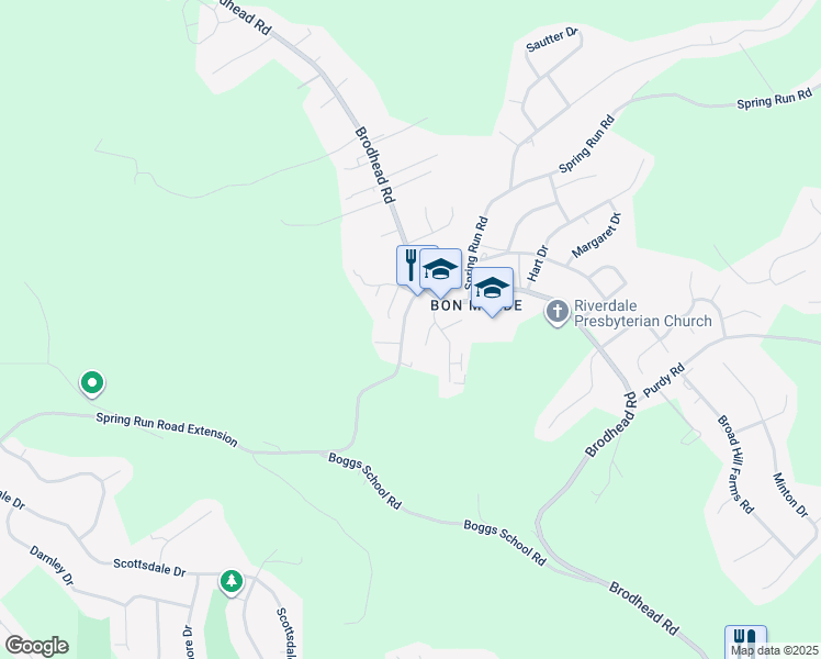 map of restaurants, bars, coffee shops, grocery stores, and more near 1221 Spring Run Road Extension in Moon