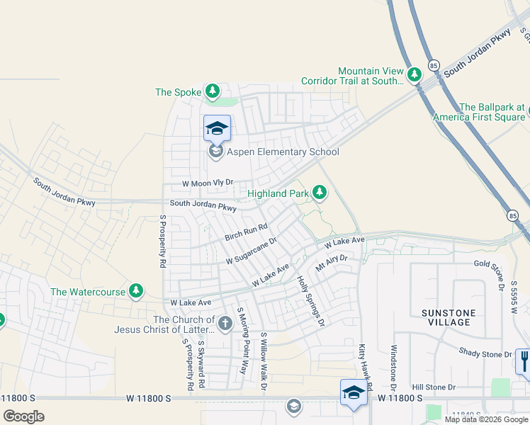 map of restaurants, bars, coffee shops, grocery stores, and more near 11331 South Holly Springs Drive in South Jordan