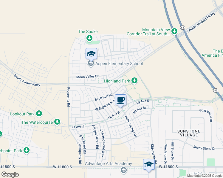 map of restaurants, bars, coffee shops, grocery stores, and more near 11331 South Holly Springs Drive in South Jordan
