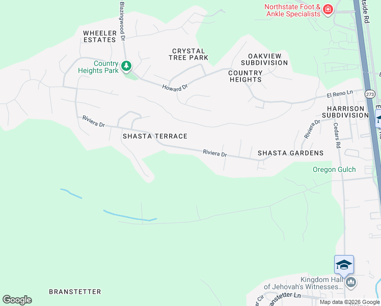 map of restaurants, bars, coffee shops, grocery stores, and more near 1497 Riviera Dr in Redding