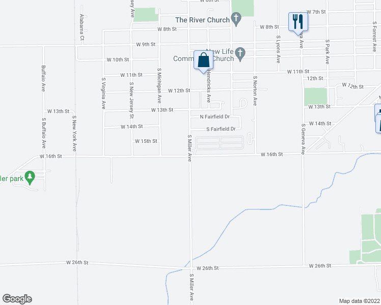 map of restaurants, bars, coffee shops, grocery stores, and more near 1515 South Miller Avenue in Marion