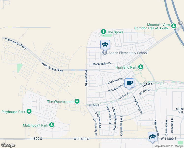map of restaurants, bars, coffee shops, grocery stores, and more near 11353 Purple Orchid Drive in South Jordan