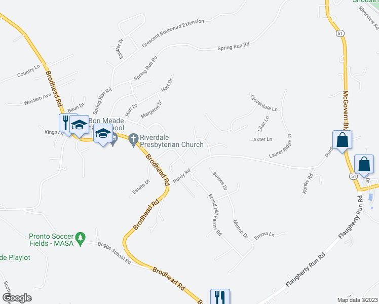 map of restaurants, bars, coffee shops, grocery stores, and more near 1039 Harvest Court in Allegheny County