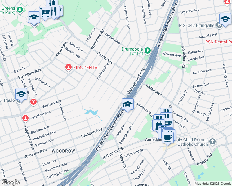 map of restaurants, bars, coffee shops, grocery stores, and more near 217 Rathbun Avenue in Staten Island