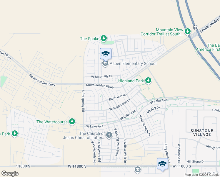map of restaurants, bars, coffee shops, grocery stores, and more near 6323 South Jordan Parkway in South Jordan
